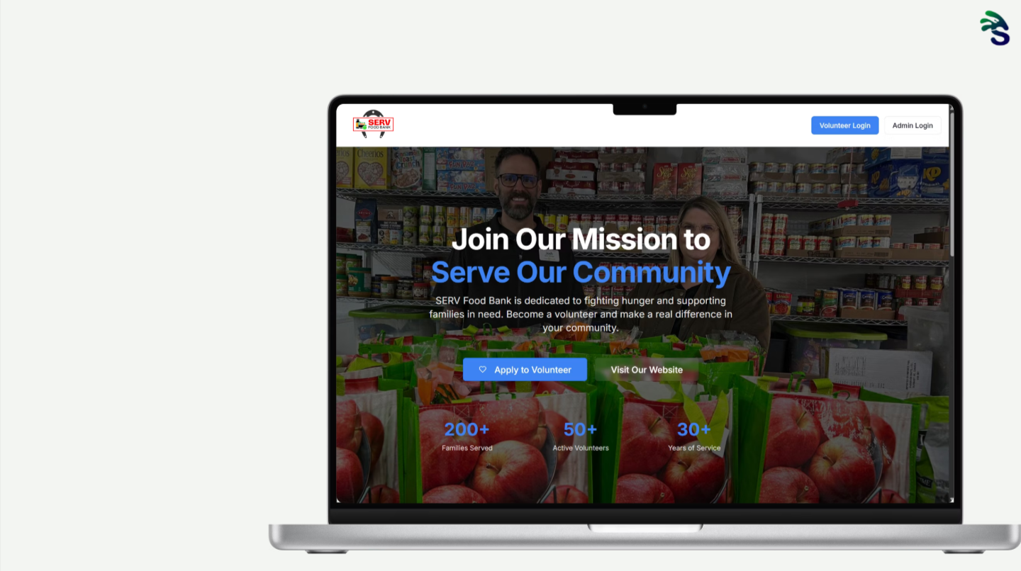 SERV Food Bank project mockup